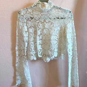 Stone Cold Fox long sleeve white lace top